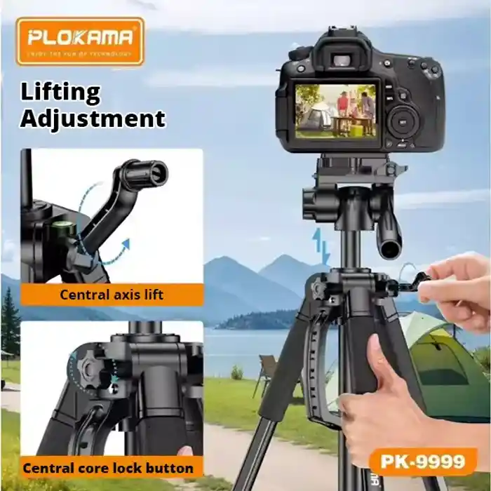 PLOKAMA PK-9999 2.1M Camera Tripod with Mobile Phone Holder